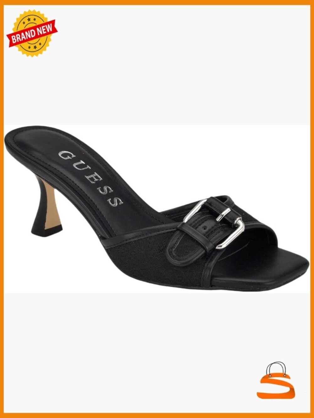 Heeled Sandals - Square Toe Slide Wedge Heels 2.75" Chunky Heel Slip On